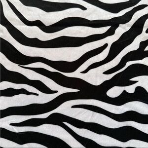 Zebra Print Apparel Fabric Low Pile Stretch Velvet Black White 1 yard L x 62" W